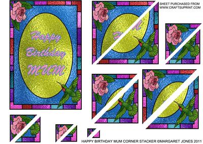 Stained Glass Duo Corner Stacker - Mum Birthday
