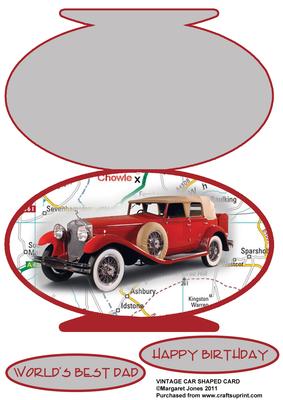 Vintage Car Oval Shaped Card for Dad