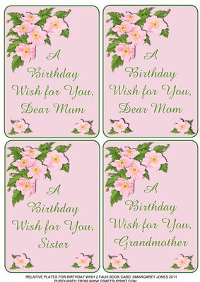 Female Relative Plates for Faux Book "birthday Wish 2"