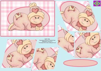 Baby Girl Decreasing Diamonds Pyramid Card