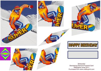 Skiboarder Decreasing Diamonds Birthday Card