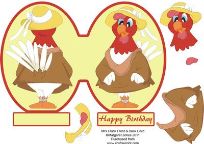 Mrs. Cluck Front & Back Birthday Card