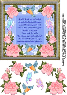 Bluebird of Happiness Quick Card Front with Verse