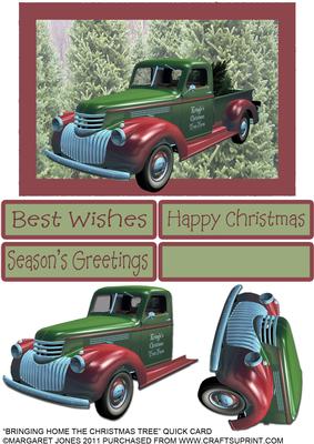 Bringing Home the Christmas Tree Vintage Truck Card
