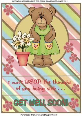 Get Well Soon Bear Zig Zag Card