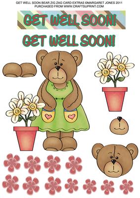 Get Well Soon Bear Zig Zag Card Extras