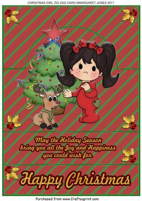 Christmas Girl Zig Zag Card