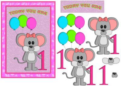 Today You Are 1 Mouse Birthday Card with Decoupage