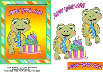 Now You Are 4 Turtle Card