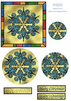 Stained Glass Christmas Snowflake Circular Pyramid Card
