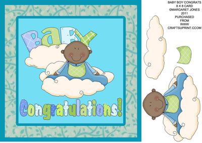 New Baby Boy of Colour 8 x 8 Card