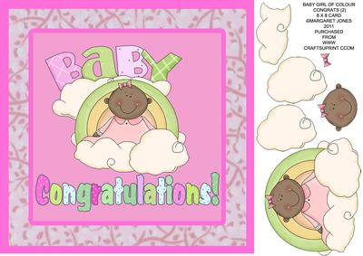 New Baby Girl of Colour 8 x 8 Card