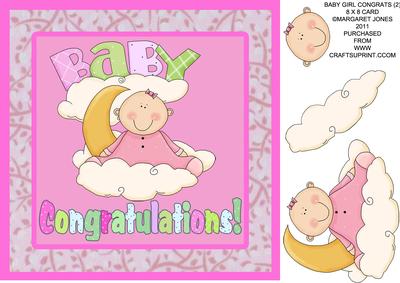New Baby Girl 8 x 8 Card
