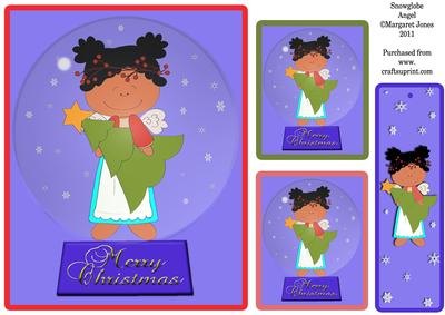 Snowglobe Angel Quick Card Front, Tags and Bookmark