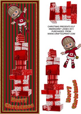 Christmas Presents Elf Vertical Large Dl Card