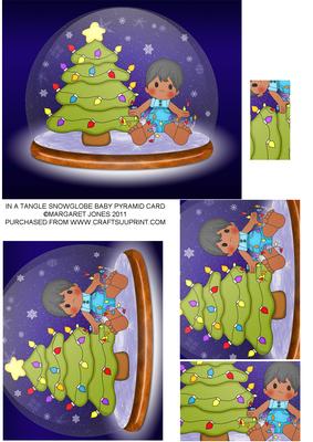 In a Tangle Snowglobe Baby Pyramid Card