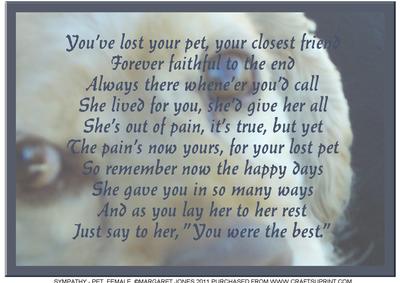 Sympathy, Dog, Female A4 Card