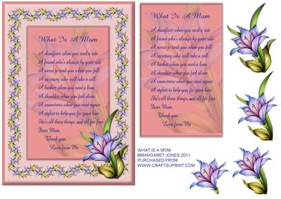 What is a Mom Quick Card Front with Verse and Decoupage