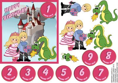 Enchanted Castle Prince & Princess Age 1-9 Birthday Card