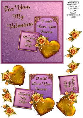 Valentine 3 6x6 Card with Decoupage