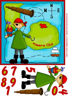 Pirate 8 x 8 Card - Kids 4 - 10