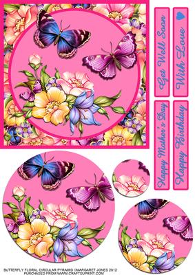 Butterfly Floral Circular Pyramid 6x6 Card