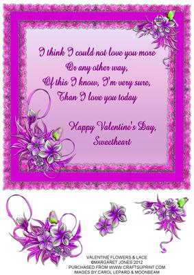Flowers & Lace Valentine 8 x 8 Card