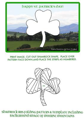 Shamrock Iris Folding on Mountains of Mourne Background