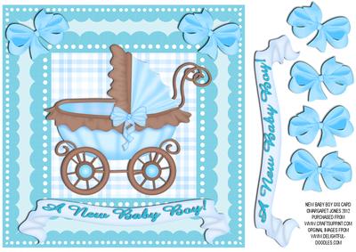 New Baby Boy 8 x 8 Card - Insert Available