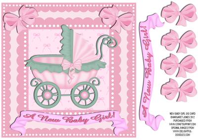 New Baby Girl 8 x 8 Card - Insert Available