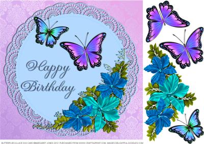 Butterflies and Lace 8 x 8 Card