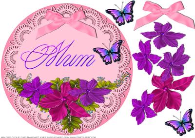 Mum Circular Doiley 8 x 8 Card