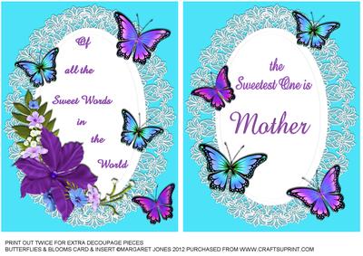 Mother Birthday Card or Mothers Day Card with Insert