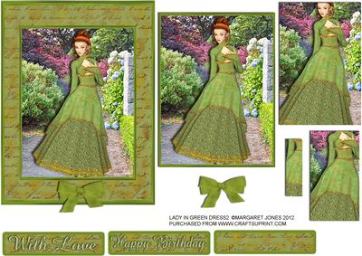 Lady in Green Dress 2 Pyramid Card