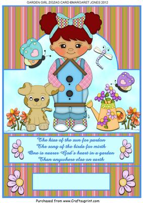 Garden Girl Zigzag Card Any Occasion