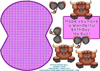 Notice Board Bull Wobble Card - Birthday