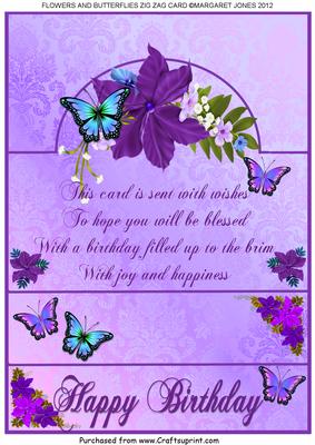 Flowers and Butterflies Zig Zag Card