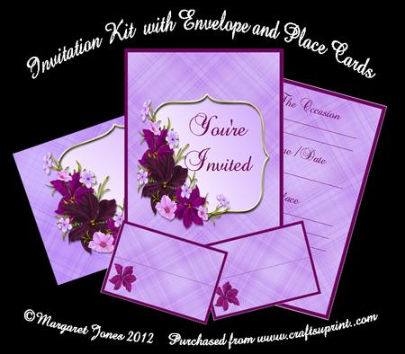 Floral Invitation Kit with Card, Insert,envelope,place Cards