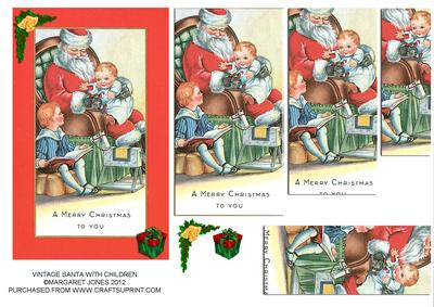 Vintage Santa with Children Pyramid Card