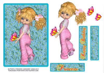Butterfly Princess Birthday Card/any Occasion