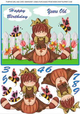 Pumpkin Girl Age Card 3-9