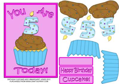 Birthday Cupcake Age 5 Card