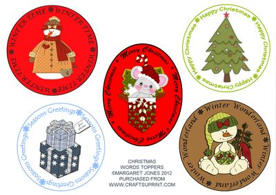 Set of Christmas Toppers with Seasonal Phrases