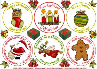 Six Christmas Toppers or Gift Tags