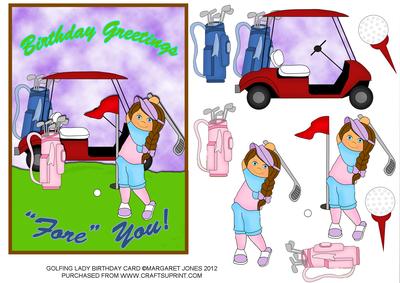 Golfing Lady - Birthday Greetings 