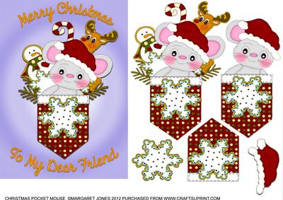 Christmas Mouse Pocket Card 3- Dear Friend
