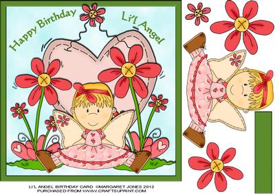 Li'l Angel Birthday Card 8 x 8 Card