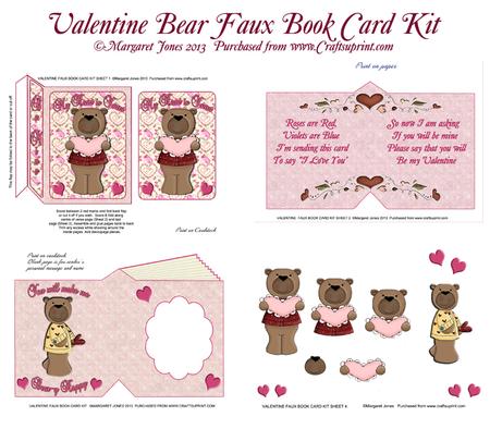 Valentine Bear Faux Book Card Kit