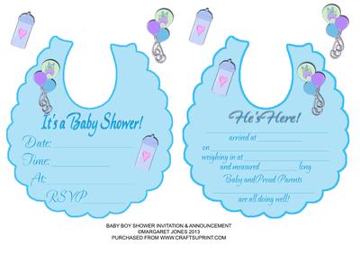 Baby Boy Shower Invitation & Birth Announcement