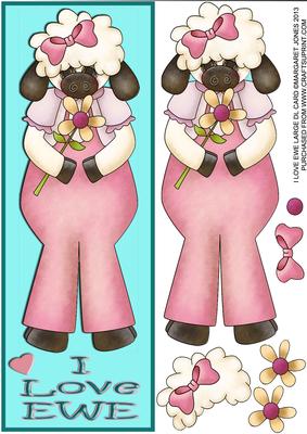 I Love Ewe Large Dl Valentines Card